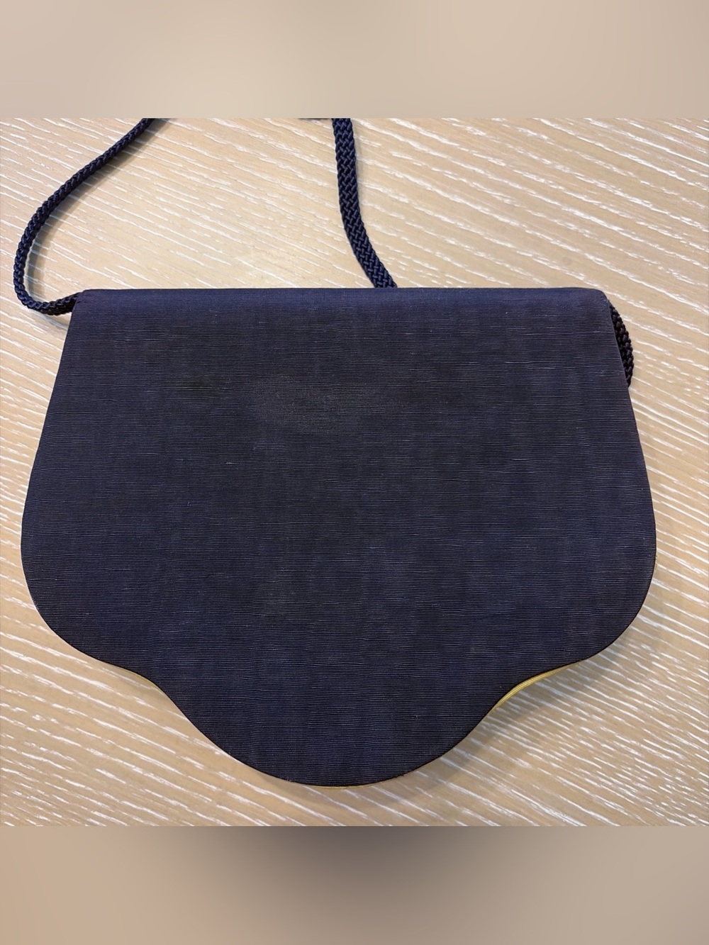 Vintage Yves Saint Laurent YSL Navy Moiré Silk bag Chartreuse Green Interior